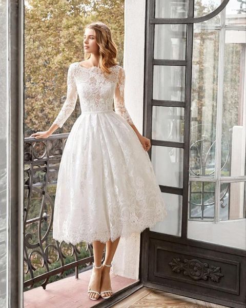 Abiti casual Cutubly manica lunga Midi per donna Abiti da sposa eleganti con fiori in pizzo senza spalline aderenti