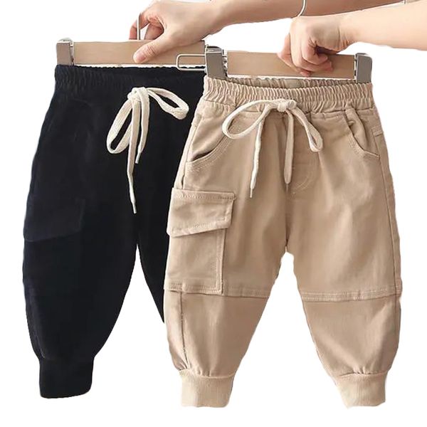 Leggings calças calças de carga de algodão por 2 6 anos de idade meninos sólidos esportes casuais enfant garcon crianças calça 230407