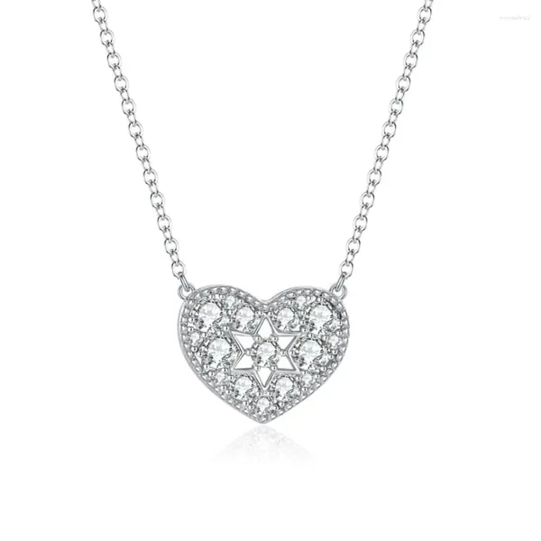 Цепочки в форме сердца, ожерелье из стерлингового серебра для женщин, сладкий муассанитовый кулон с шейным ювелирным трендом, тренд 2023, роскошные дизайнерские колье