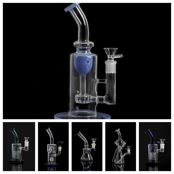 Rauchpfeifen Grün Lila Glasbongs Wasserpfeifen Double Recycler Bong Propeller Spinning Percolator Bohrinseln Dab Rig Joint Water Dhlcz