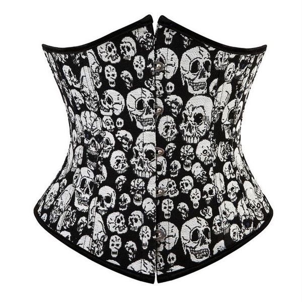 Feminino gótico crânios espartilho superior plus size S-6XL rendas vintage steampunk underbust corpo shaper cintura trainer shapewear corselet211c