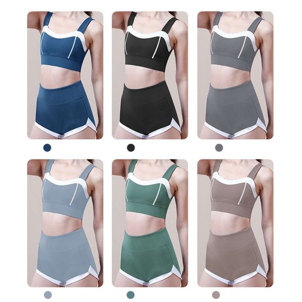 Lu Align Donna Donna Fitness Tuta Estiva Completo da Palestra Top Reggiseno da Donna Pantaloncini Sportivi Abbigliamento da Allenamento 2 Pezzi Sport Lemonswear Tuta Lemon Lady Gry Sports Girls