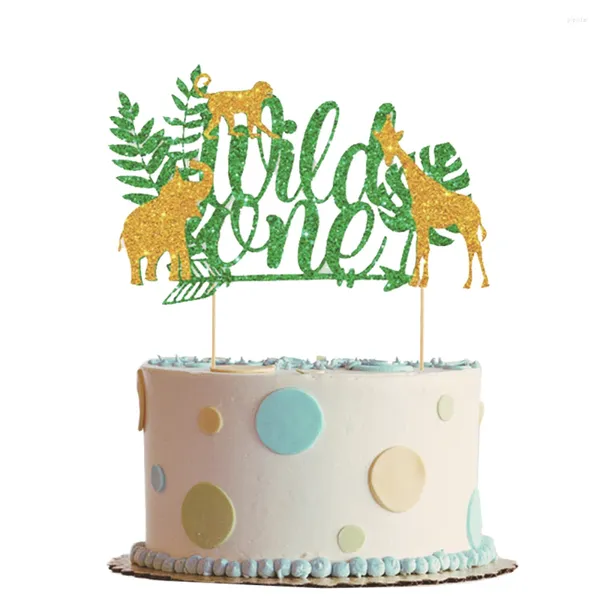 Strumenti per torte Topper per animali della foresta Giungla Safari Leone Elefante Giraffa Scimmia Decorazione Decorazione per la prima festa di compleanno selvaggia