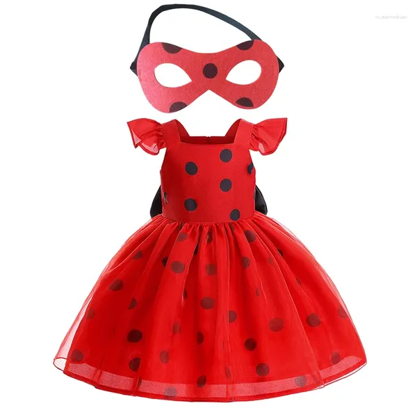 Mädchen Kleider Cosplay Baby Mädchen Kleid Sommer Polka Dot Schleife Kleine Prinzessin Weihnachten Geburtstag Party Geschenk 1-6 Jahre Kinder Kleidung