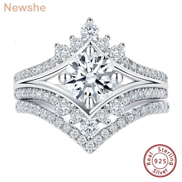 Solitaire Ring She She Vintage Crown Shape noivado para mulheres 925 Sterling Silver empilhado Aaaaa cz jóias finas 230407