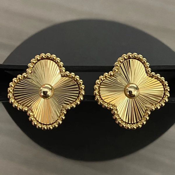 Designers vanly cleefly Clover Jewelry Vintage 4/Four Leaf Clover Stud Brincos Voltar Madrepérola Prata Moda Ágata Banhada a Ouro 18K para Mulheres Meninas