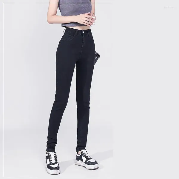 Damen-Jeans, Übergröße, Denim-Hose, Damen, Slim-Fit, schlankmachend, schwarz, Stretch, eng, hohe Taille, Bleistifthose, Damen