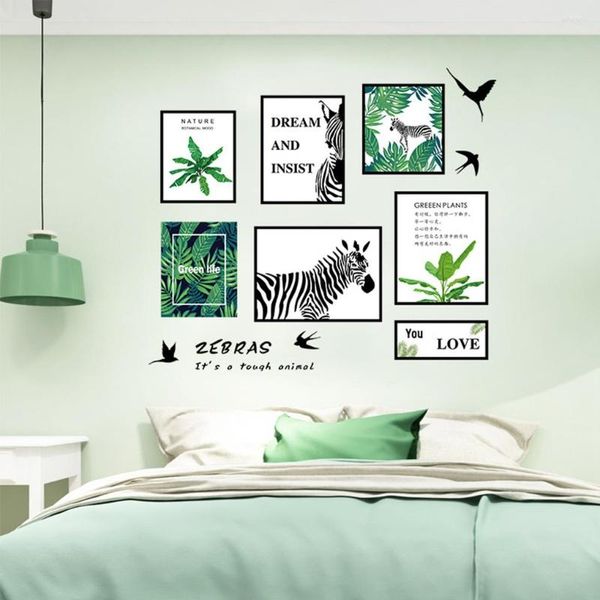 Sfondi 8 Pezzi Set Wall Sticker Cornice Po Piante Tropicali Decalcomanie Home Office Soggiorno Carta Da Parati Adesiva Decorazione