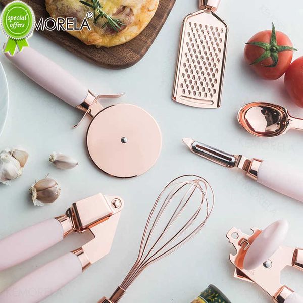 New 7PC Kitchen Gadget Set Rose Gold Stainless Steel Aglio Press Cutter Scoop peeler Grattugia Utensili da cucina Accessori da cucina