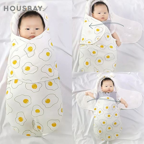 Schlafsäcke Babyschlafsack Babykopfförmige Halsschutzdecke Babyverpackung Pyjamas Wickeltasche 0-6 Monate alt 230407