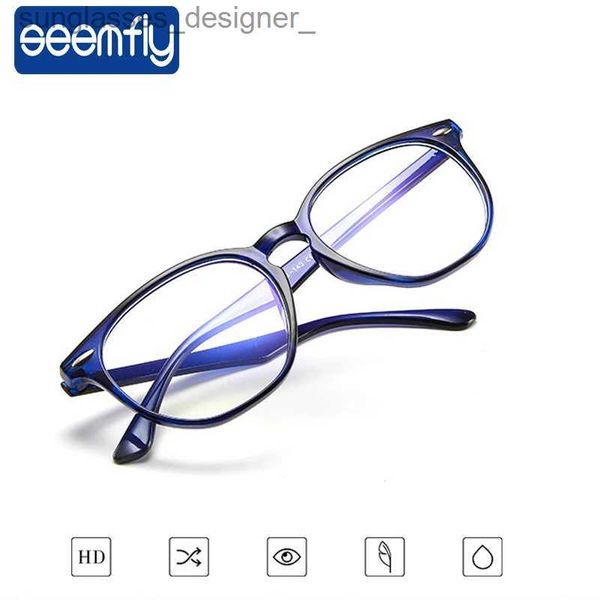 Sonnenbrillengestelle Seemfly Anti Blue Ray Brillengestelle Damen Herren Retro Runde Brillen UV Blauer Film Optische Brillen Brillengestell 7 StyleL231107