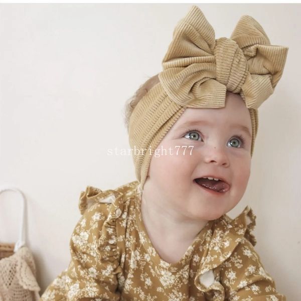 Baby Rippen Stirnband Weiche Neugeborenen Cord Haar Band Großen Bogen Kinder Zubehör Elastische haarband Neue Topknot Heißer verkauf