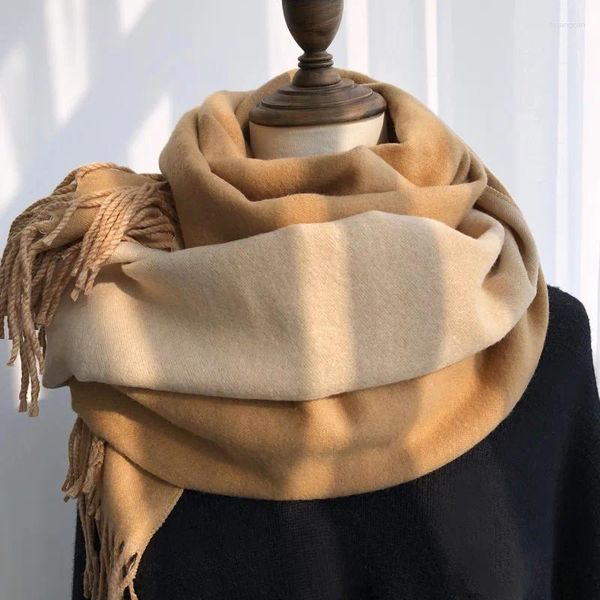 Sciarpe Sciarpa in cashmere di alta qualità Donna Inverno Reversibile Tinta unita Scialle lungo e spesso caldo Elegante Pashmina in viscosa