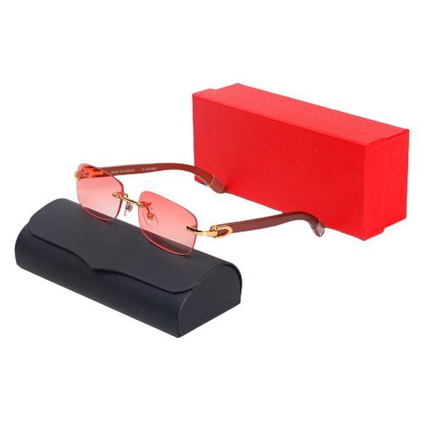 Damen Designer Sonnenbrillen für Herren Leder Punk Stil Mode Brillen Luxusmarke Carti Brille Fahren Holz Sonnenbrille Rot Grün Linsen Brillen Oculos De Sol