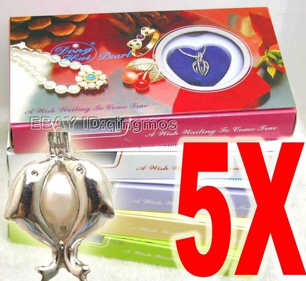 Anhänger Halsketten Qingmos Großhandel 5 Wish Pearl Gift Box Mix Halskette für Frauen Kind mit natürlichem Oyster Set