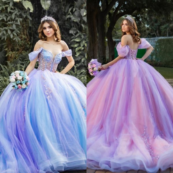 Masal Prenses Quinceanera Elbise 2023 Boncuk Zıt Renkler Charro Meksika Quince Sweet 15/16 Doğum Günü Partisi 15. Kız Vestido De 15 Anos Korse