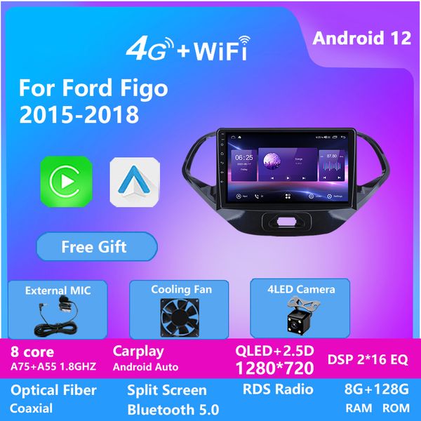 Autoradio Video Android Gps Navigatie Speler Voor Ford FIGO 2015-2018 Multimedia Stereo WiFi Video 2din 2 DIN autoradio