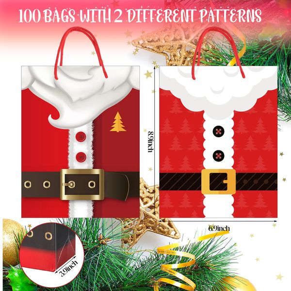 Decorações de Natal Sacos de presente com impressões sortidas Kraft Goody Handles Papel para Envoltório Xmas Holiday Santa Style 8,9 x 6,9 3 polegadas Drop Otxep