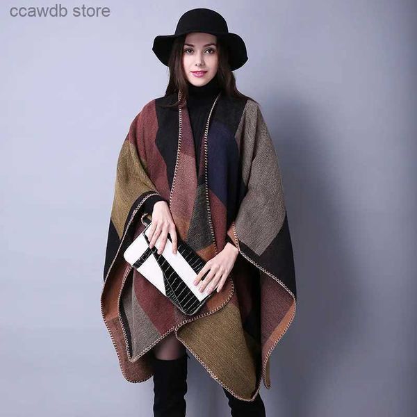 Pele feminina pele sintética inverno poncho mulheres capas roupas casuais imitação cashmere manto senhoras cachecóis bufanda mujer xales casaco envolve mulher ponchos t231107