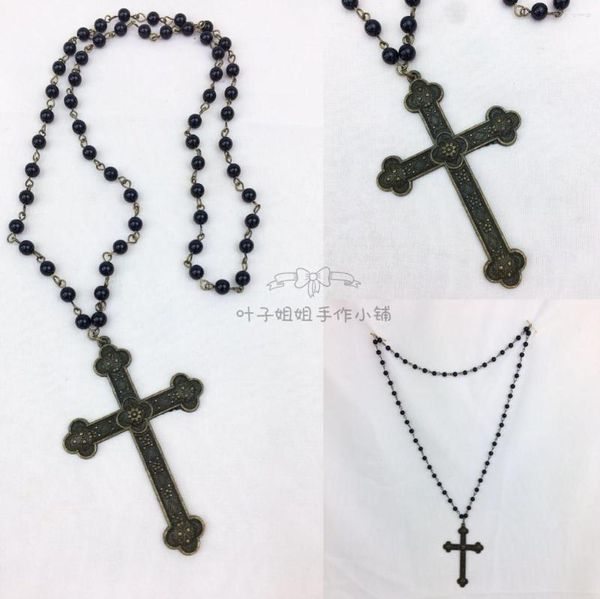 Ketten 2023 Retro Hand As The Prayer Of Sister Lolita's Long Cross Halskette Nonne Kawaii Damen Halloween Party