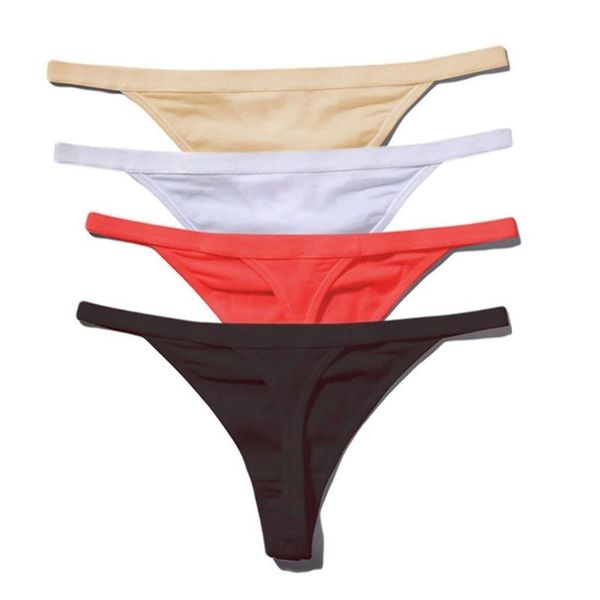 Sexy Frauen Baumwolle G String Thongs Niedrige Taille Sexy Höschen Damen Nahtlose Unterwäsche Einfarbig Schwarz Rot White272k