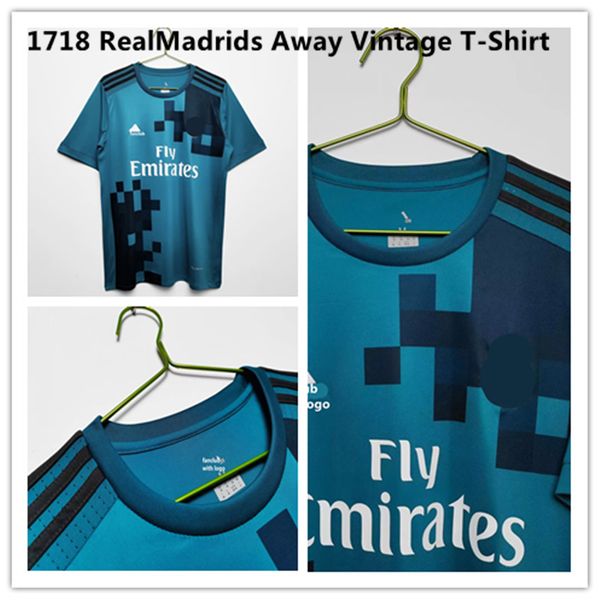 Vintage Retro Series 17 18 Real Madrids Away Vintage T-Shirt Igua Cannavaro BELLINGHAM CAMAVINGA homens Clássicos fãs Jogador Versão Camisas de futebol camisa de futebol