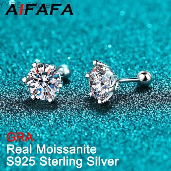 Stud AIFAFA Real 0.4-4 Carat Moissanite Brincos Para Mulheres Homem Top Quality S925 Sterling Silver Screw Ball Ear Studs Jóias YQ231107