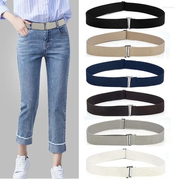 Cintos 2023 Cinto de Cintura Elástica No Show Mulheres Stretch Invisível Web Strap com Fivela Plana para Calças Jeans Vestidos