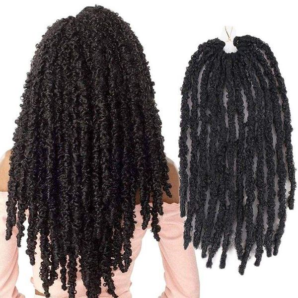 Butterfly Locs Crochet Braids 14 Zoll 20 Zoll 100% handgefertigte Locken Häkelhaar Flauschige bunte Distressed Locs Flechthaar