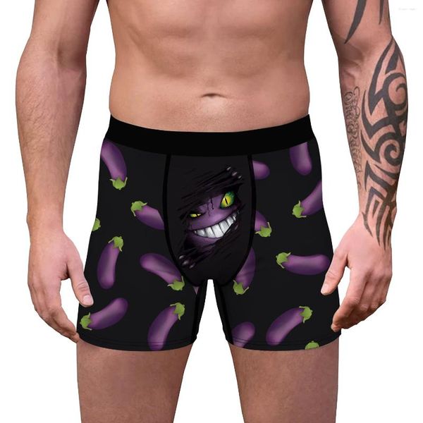 Cuecas masculinas novidade boxers shorts boxershoorts roupa interior humorística calcinha masculina marca 3d engraçado berinjela impresso boxer briefs