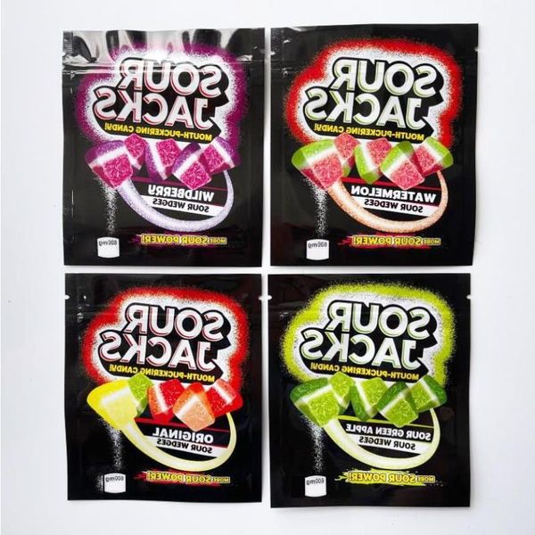 Sour Jacks boş fermuarlı paket çantalar güç yeşil ap ple vahşi karpuz ağız behuw behuw