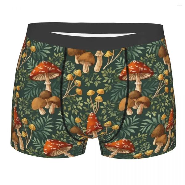 Mutande Woodland Mushroom Spray Intimo Uomo Fantasia Boxer Slip Pantaloncini Mutandine Divertenti Morbidi per Uomo Taglie Forti