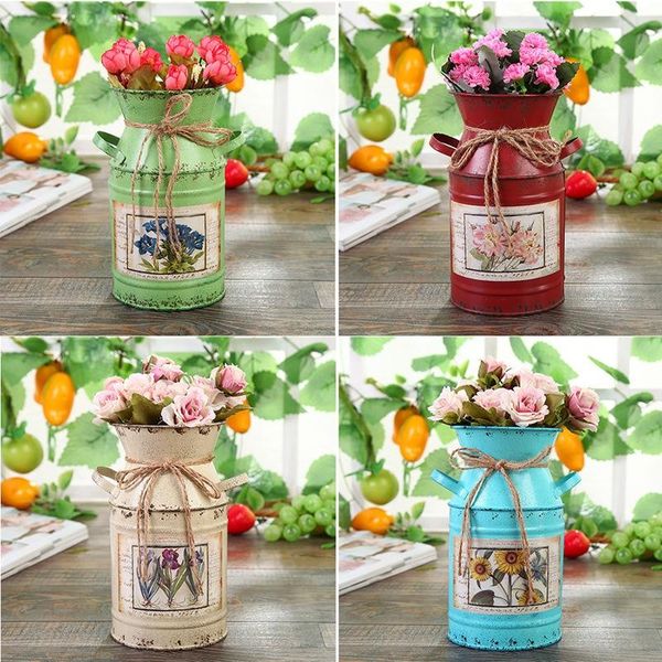 Vasos Arranjo de presente de tabela surgida Decoração caseira de decoração vintage Vintage Bucket Bucket Wedding Flower Flower Vaso Rural Style