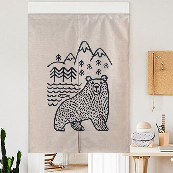 Cortina geometria simples urso floresta floresta preta porta de tênue de tapeçaria de estudo decoração de casa cozinha noren