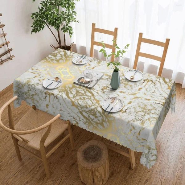 Tischdecke, rechteckig, Gold-Marmor-Textur, Bezug, abstraktes modernes geometrisches grafisches Muster, Tischdecke für Picknick