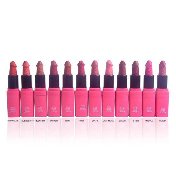 Neue Spaßmodellierung Mikroschnitzmatt Lipgloss Großhandel billige Lippenstift Make -up Lippenfarbe Batom Langlebige sexy Lipfelloberfläche