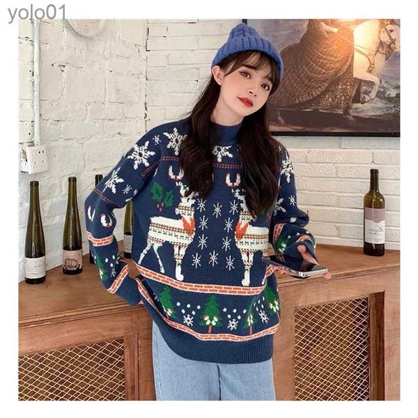 Casal de camisolas femininas Casal de Natal Mulheres Women Winter Sweater de malha solta Homens e mulheres roupas casuais malhas de malhas acolhedoras Sweetersl231107