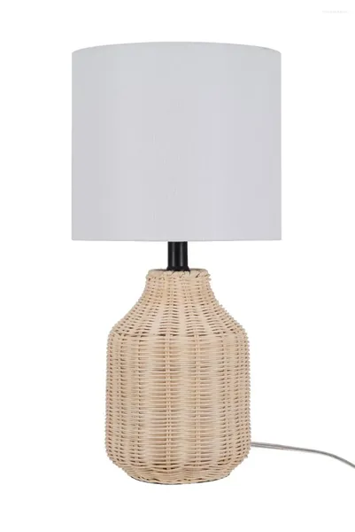 Tischlampen, geflochtene Rattan-Lampe mit natürlicher Dekoration, heller Augenschutz, Schlafzimmer, Büro, Wohnzimmer, elegant, schön