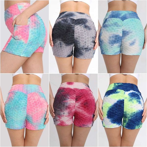 Lu Align Frau Strumpfhosen Kurze Hotpants Gym Leggings Sport Frauen Fitness Hebt Gesäß Frau Tie Dye Training Laufen Damen Shorts Lemon Lady Gry Sport Mädchen