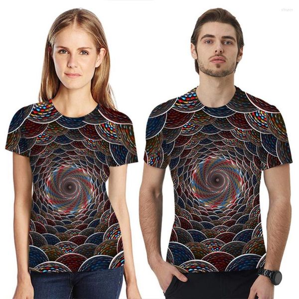 Herren T-Shirts MISSKY Herrenhemd Sommer Lose 3D Bunte Digitaldruck Runder Kragen Kurzarm Für Paare Männliche Kleidung