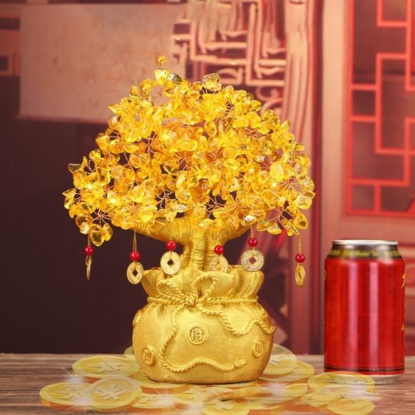 Oggetti decorativi Figurine Cristallo giallo Creativo Limone Albero fortunato Feng Shui cinese Albero dei soldi Albero della ricchezza Decorazione del desktop Decorazione della casa Airdrop 230407