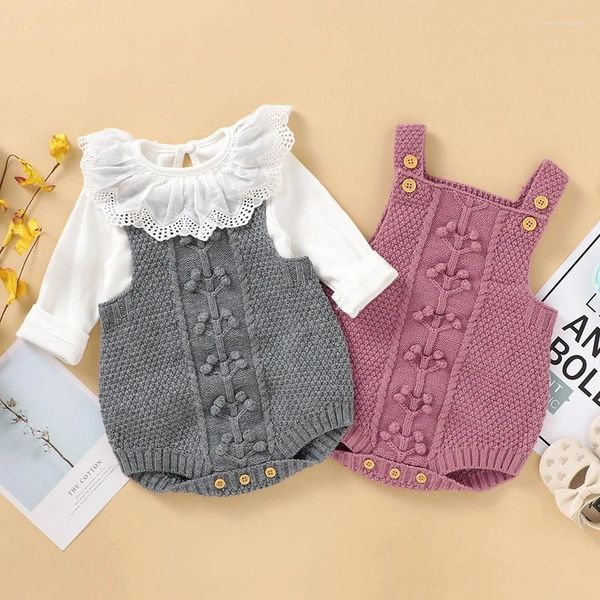 Pagliaccetti Body per bebè Tute per bambina e ragazzo lavorate a maglia tinta unita Moda Dot Abbigliamento per neonati Top senza maniche Tutina
