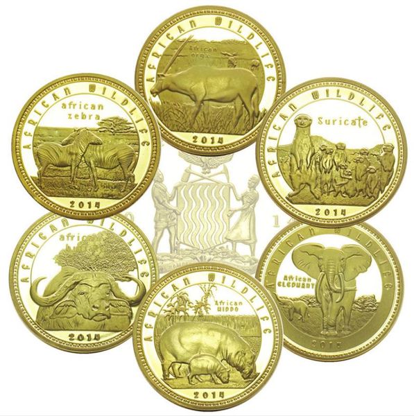 Artes e artesanato emblema Coin Animal Gold Coin Elephant Hippo Comemoration Coin