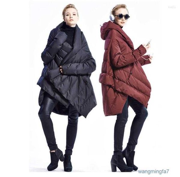 Männer Trenchcoats Winter Mode Marke Tragen Asymmetrische Länger als das Knie Echte Ente Daunenjacke Cape Stil Design Warm FKCA