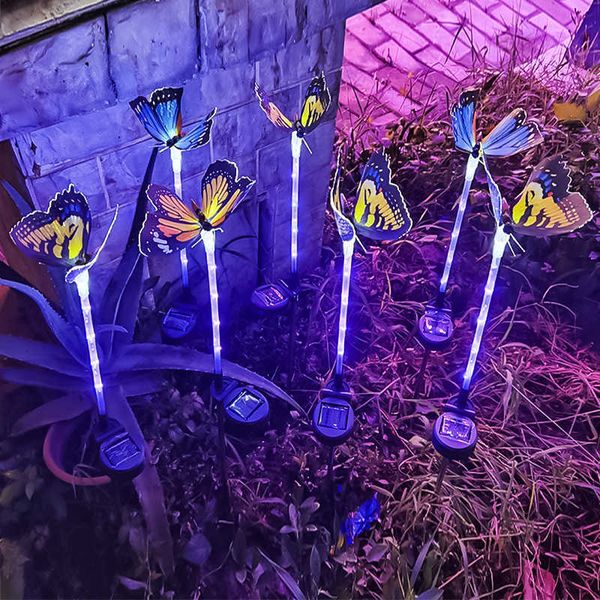 Lâmpadas de grama solar lâmpada de borboleta 7 colorido LED de fibra óptica Lâmpada de borboleta Lâmpada de jardim da lâmpada de lâmpada de lâmpada de lâmpada de lâmpada festiva L P230406