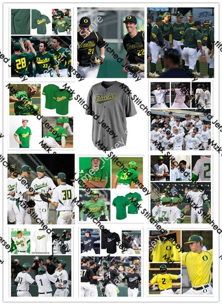 2022 NCAA Custom Oregon Ducks UO College Stitched College Baseball Jersey 16 Robert Ahlstrom 3 Brett Walker 33 Cullen Kafka 23 Andrew Mosiello 1 Isaac Ayon Maglie