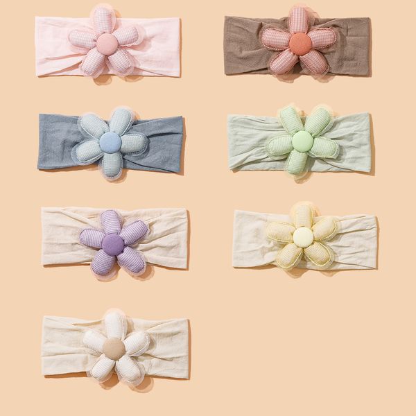 Новая мода цветочные нейлоновые повязки для головных повязки детские сплошные нейлоновая голова обертывание детьми девчонки DIY аксессуары для волос