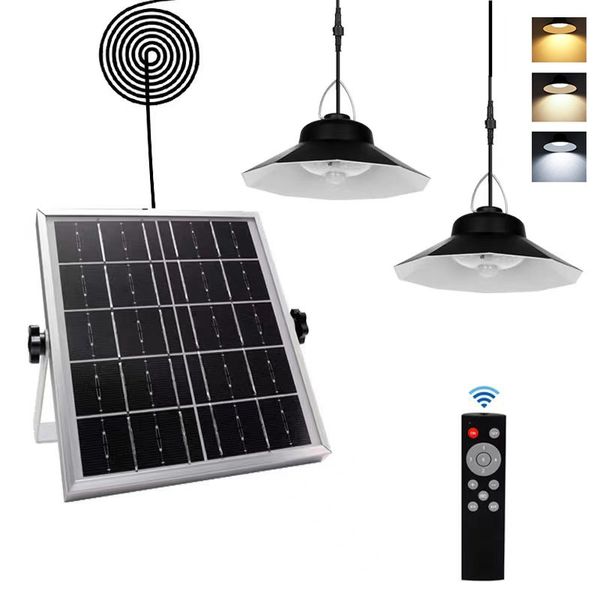 Solar Garden Lights Pendant Dual Heads 3 Color CCT Adjustable 5 Modes Wasserdichte Solarschuppenleuchten für Terrassenwege im Freien