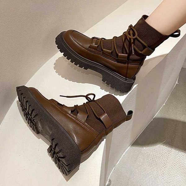 Сапоги осенние/зимние женские эластичные сапоги для ботинков Новые ботинки на лодыжке женские шнурки для сапог 2021 PU
