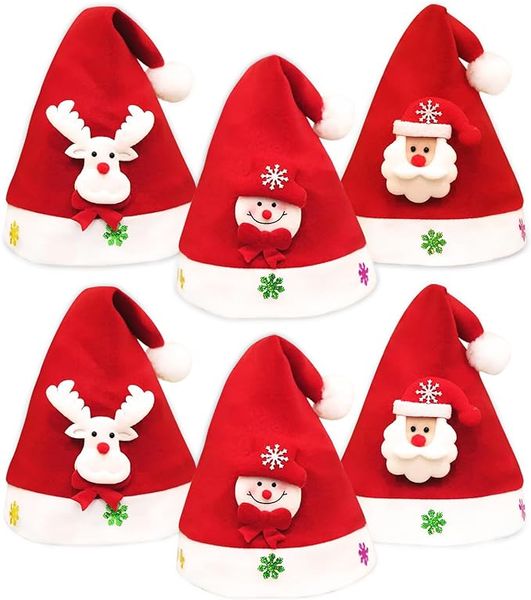 Lustige Weihnachtsmützen mit Weihnachtsmann, Schneemännern, Rentieren für Erwachsene Frauen Gorros de Navidad – Großpackung